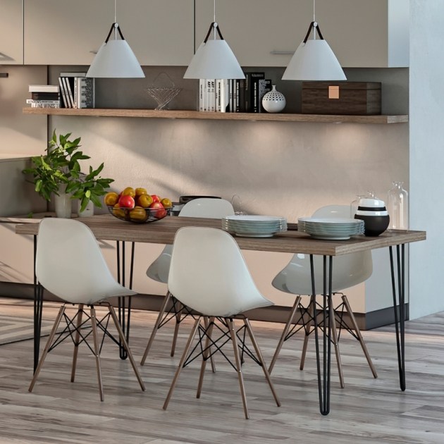 Emuca Set di gambe Hairpin di 3 bastoncini per tavolo, 710, Verniciato nero, Acciaio