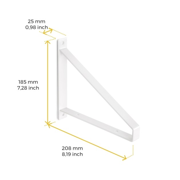 Emuca Set di supporti per mensole in legno Shelf con forma triangolare, Acciaio, Verniciato bianco