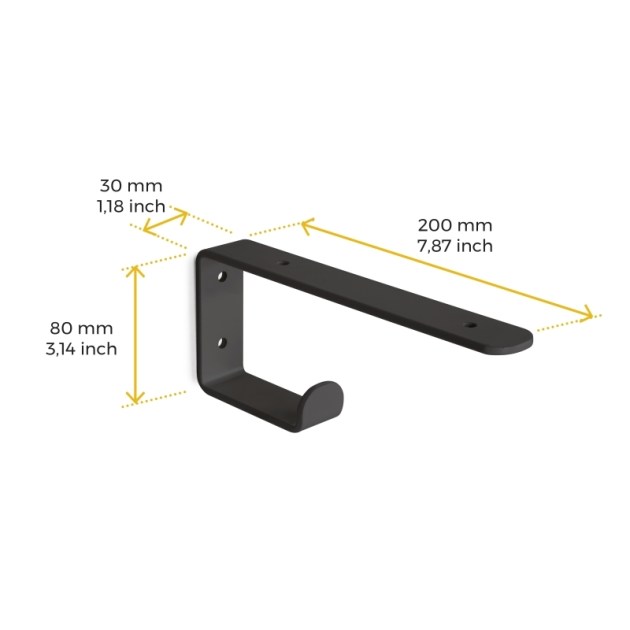 Emuca Set di supporti per mensole in legno Shelf con gancio integrato, Acciaio, Verniciato nero