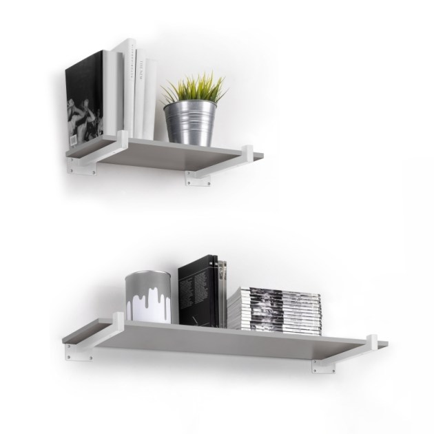 Emuca Set di supporti per mensole in legno Shelf dritto con tubo quadro, Acciaio, Verniciato bianco
