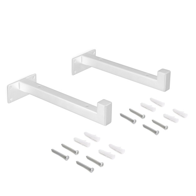 Emuca Set di supporti per mensole in legno Shelf dritto con tubo quadro, Acciaio, Verniciato bianco