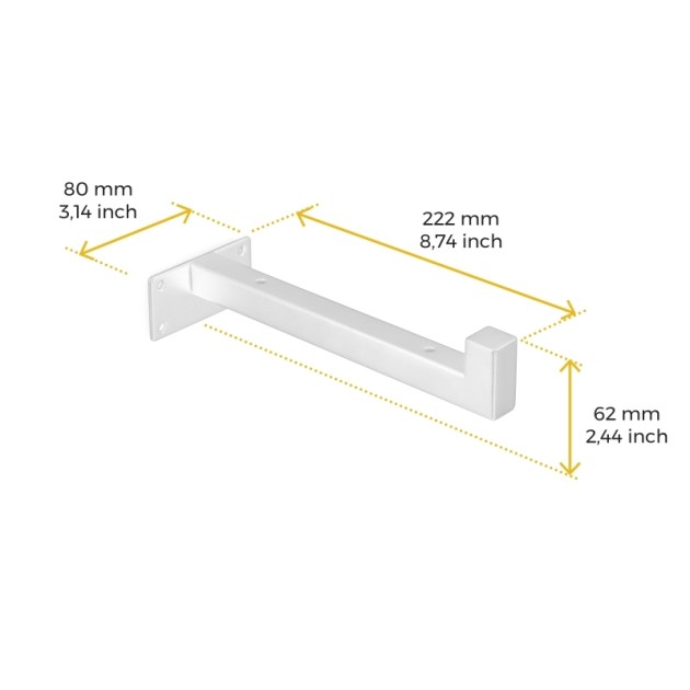 Emuca Set di supporti per mensole in legno Shelf dritto con tubo quadro, Acciaio, Verniciato bianco