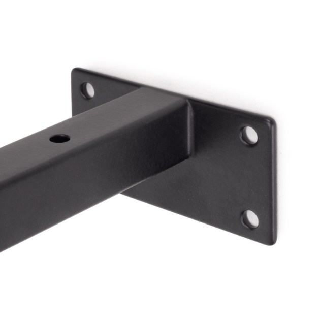 Emuca Set di supporti per mensole in legno Shelf dritto con tubo quadro, Acciaio, Verniciato nero