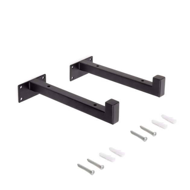 Emuca Set di supporti per mensole in legno Shelf dritto con tubo quadro, Acciaio, Verniciato nero