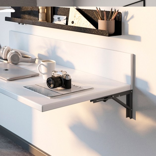 Emuca Set di supporti pieghevoli, lunghezza 203 mm, Acciaio, Verniciato nero