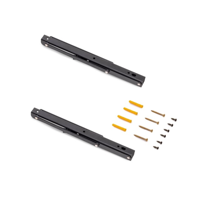 Emuca Set di supporti pieghevoli, lunghezza 303 mm, Acciaio, Verniciato nero