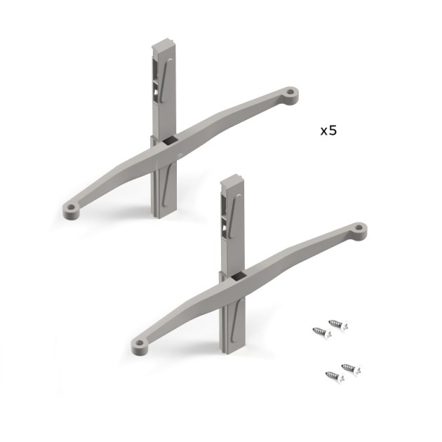 Emuca Set staffe Zero per mensola in legno, Color pietra, Zama, 1 lotto