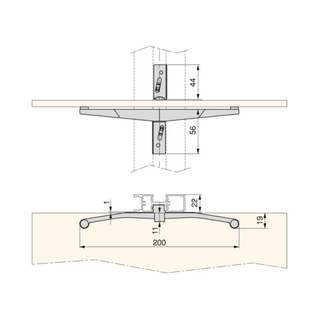 Emuca Set staffe Zero per mensola in vetro, Color pietra, Zama, 1 lotto