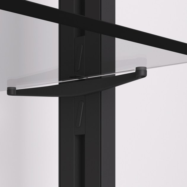 Emuca Set staffe Zero per mensola in vetro, Nero testurizzato, Zama