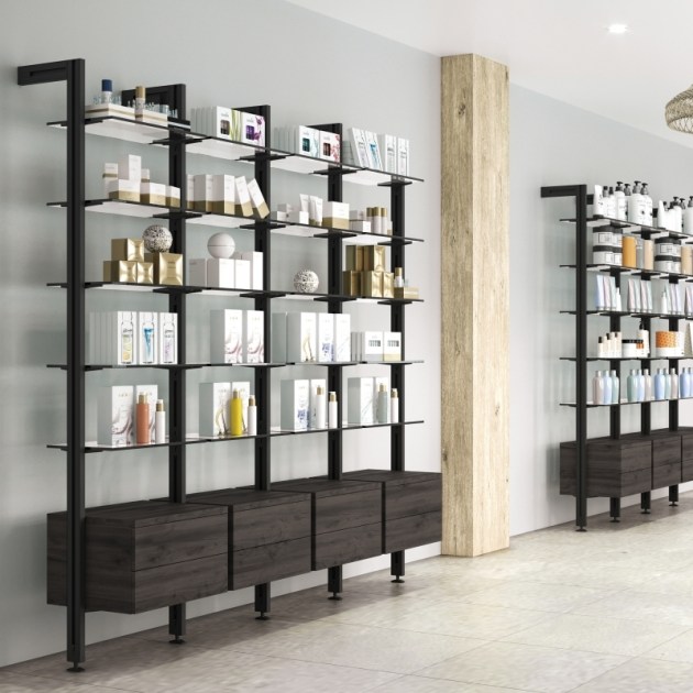 Emuca Set staffe Zero per mensola in vetro, Nero testurizzato, Zama