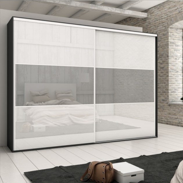 Emuca Sistema scorrevole Placard 74 per armadio di 2 ante con profili Wave, spessore 16 mm, chiusura soft, pannelli non incluse, Verniciato bianco