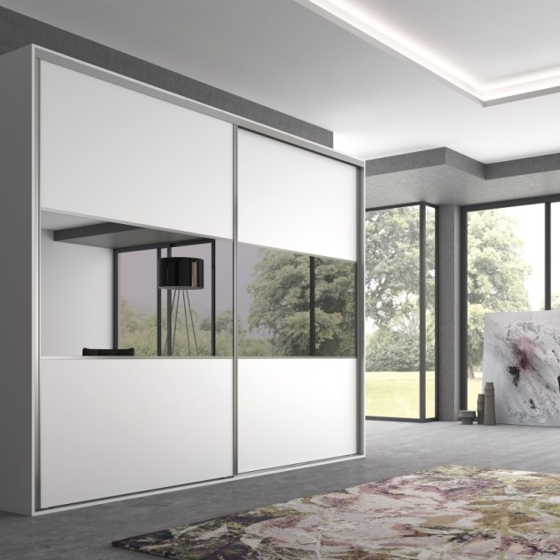 Emuca Sistema scorrevole Placard per armadio di 2 ante con profili Vall, spessore 19 mm, chiusura soft, pannelli non incluse, Anodizzato opaco