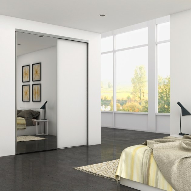 Emuca Sistema scorrevole Placard per armadio di 2 ante, spessore 18 mm, chiusura soft, pannelli non incluse, Anodizzato opaco