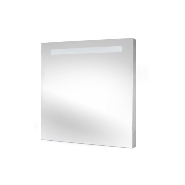 Emuca Specchio da bagno Pegasus con Illuminazione LED frontale, rettangolare 600x700mm, AC 230V 50Hz, 6W, Alluminio e Vetro