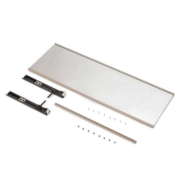 Emuca Specchio estraibile per interni di armadio, Verniciato grigio pietra, Acciaio e Tecnoplastica e Vetro, 1 un