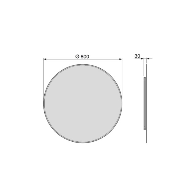 Emuca Specchio Zeus con illuminazione LED decorativa e cornice nera, diametro 80 cm, 12 W, Alluminio e Vetro, 1 u.