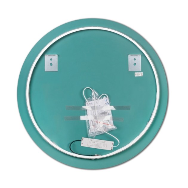 Emuca Specchio Zeus con illuminazione LED decorativa e cornice nera, diametro 80 cm, 12 W, Alluminio e Vetro, 1 u.