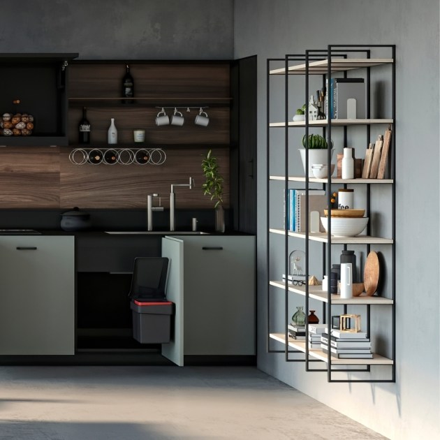 Emuca Struttura per Scaffale Lader, 1150, Verniciato nero, Acciaio