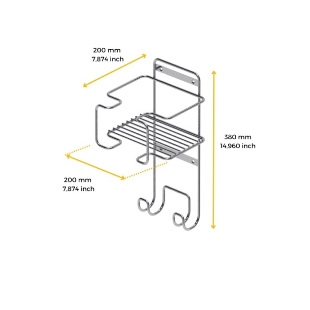 Emuca Supporto per ferro e asse da stiro per lavanderia, Acciaio, Cromato lucido
