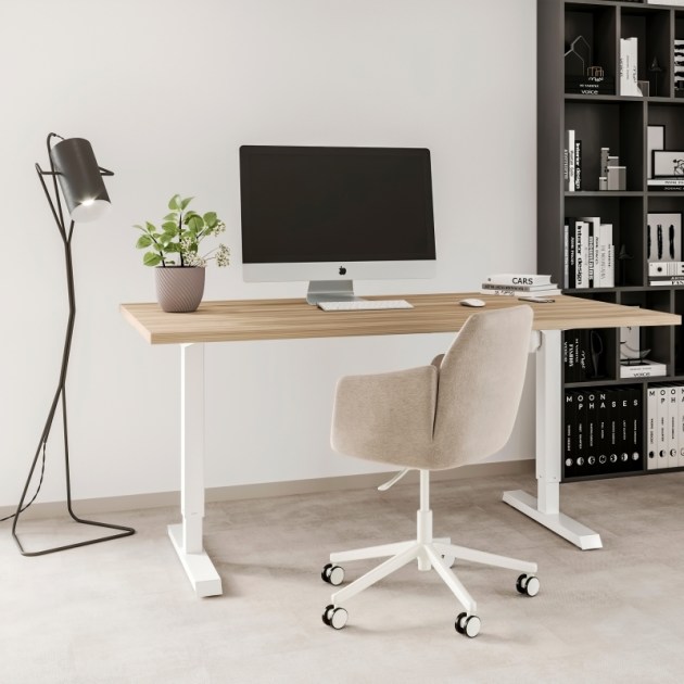 Emuca Tavolo motorizzato regolabile in altezza, Verniciato bianco, Acciaio