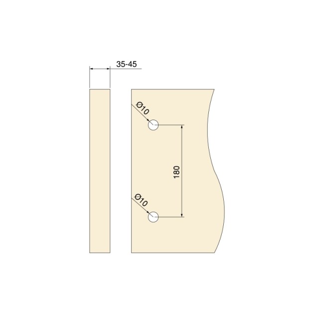 Maniglia Emuca per porte scorrevoli in legno Pasadena, lunghezza 240 mm, perno 180 mm, Acciaio, texture Nera