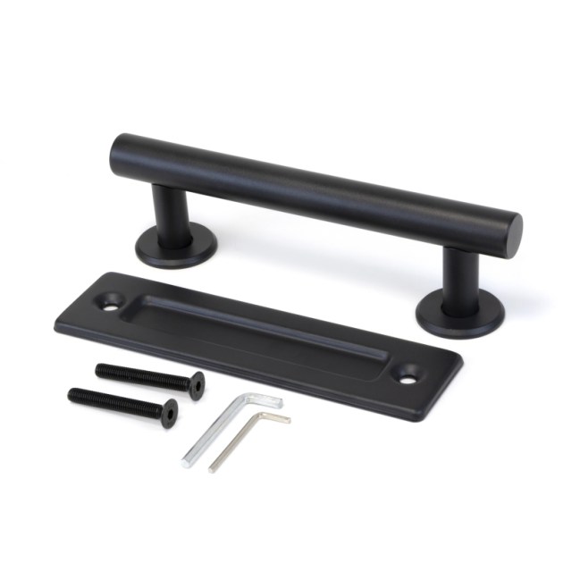 Maniglia Emuca per porte scorrevoli in legno Pasadena, lunghezza 240 mm, perno 180 mm, Acciaio, texture Nera