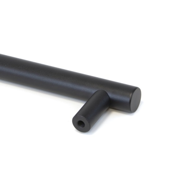 Maniglia Emuca per porte scorrevoli in legno Pasadena, lunghezza 240 mm, perno 180 mm, Acciaio, texture Nera