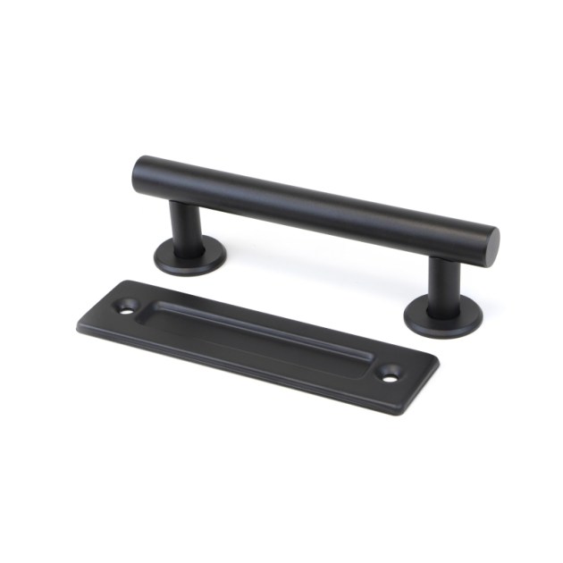 Maniglia Emuca per porte scorrevoli in legno Pasadena, lunghezza 240 mm, perno 180 mm, Acciaio, texture Nera