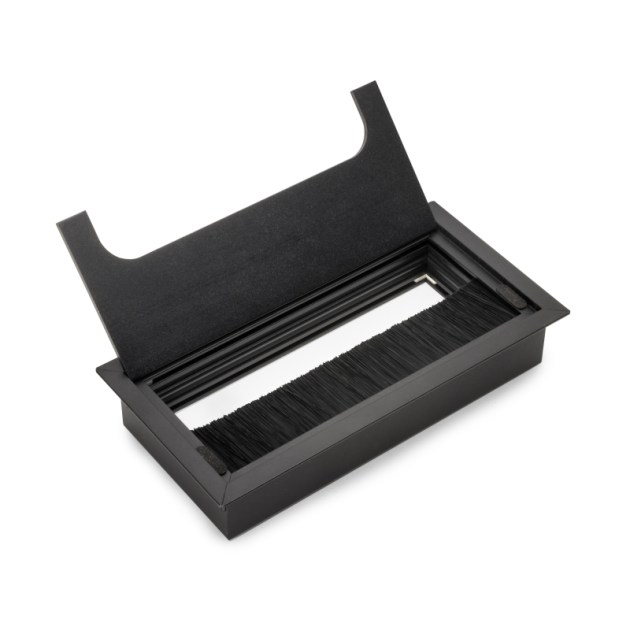 Passacavi da tavolo Emuca Quadrum, rettangolare, 159x80 mm, da incasso, Alluminio, Verniciato nero
