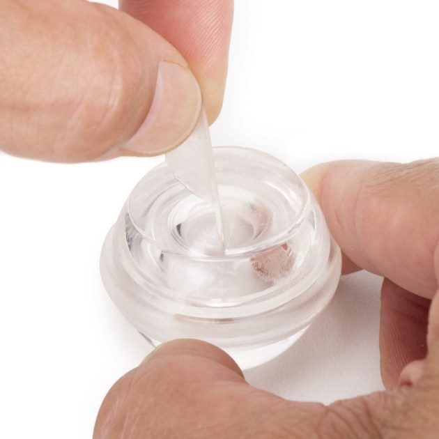 Set di 6 tappi adesivi semisferici per porte, fissaggio a pavimento, plastica, trasparente