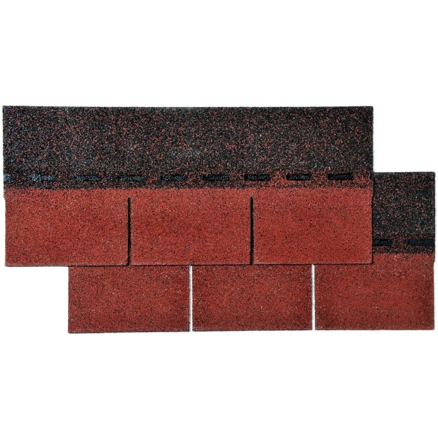 Tegole Canadesi Rosse Rettangolari Bituminose con Finitura Granigliata